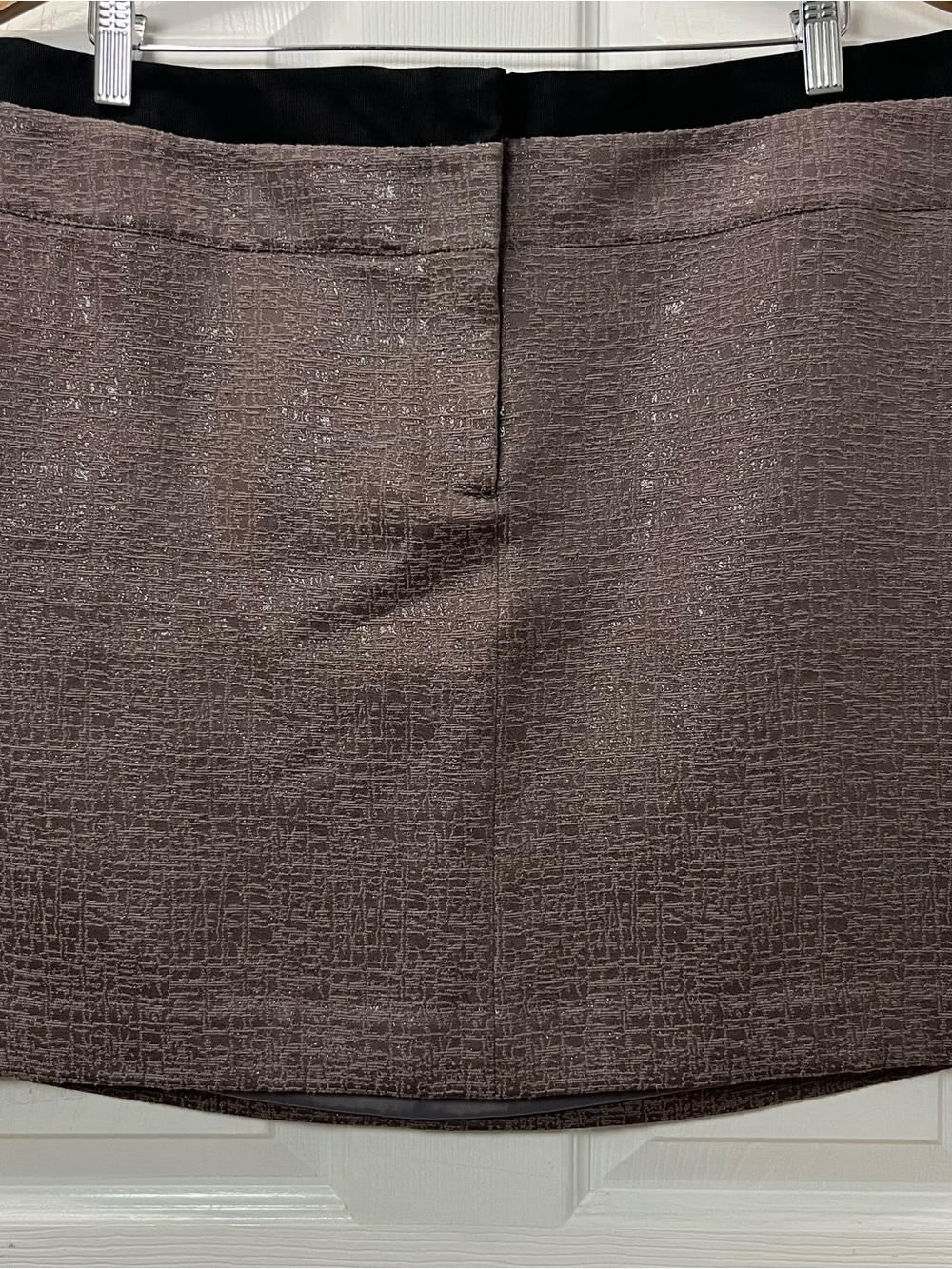 Ann Taylor LOFT Textured Brown Mini Skirt with Black Waistband size 14 NWT lined - Picture 12 of 12